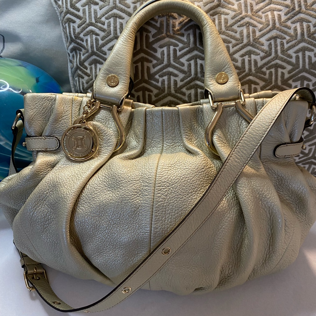 Celine Gold Metallic Handbag With Strap